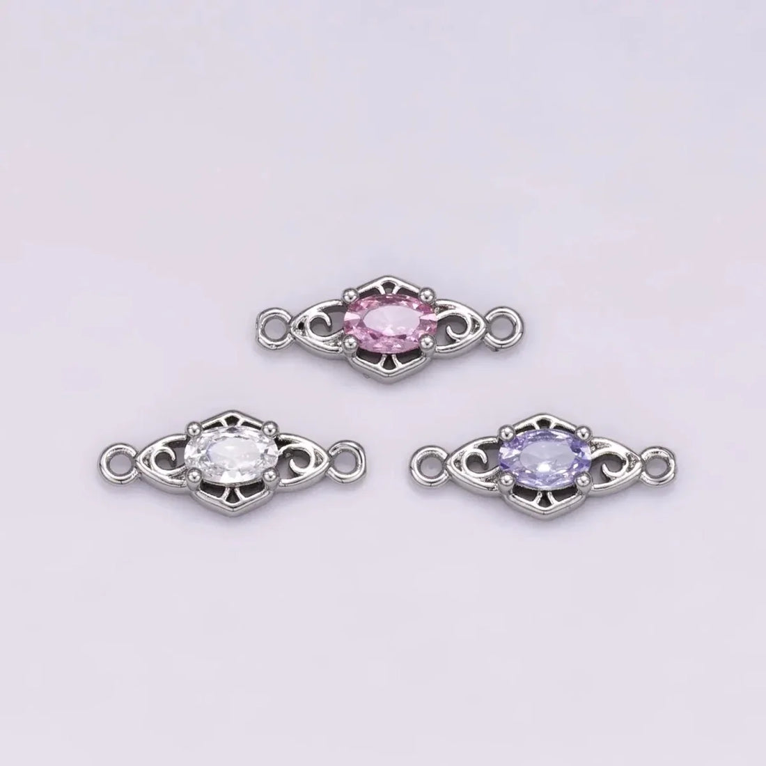 Clear, Pink, Purple CZ Artisan Geometric Connector | Connectors-00011 ~ Connectors-00013