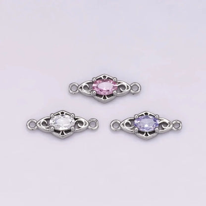 Clear, Pink, Purple CZ Artisan Geometric Connector | Connectors-00011 ~ Connectors-00013