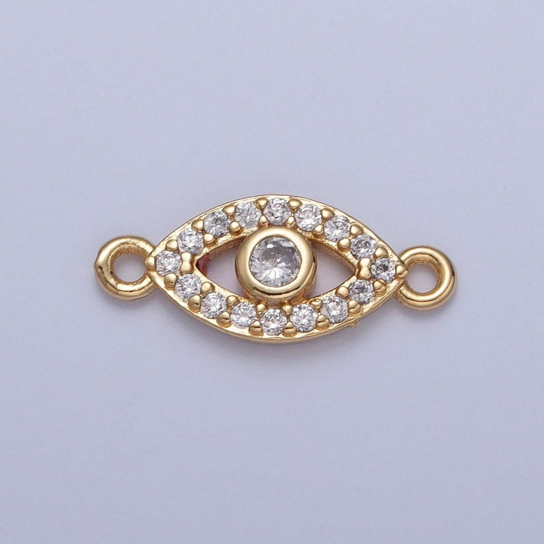 Mini Evil Eye Charms for Necklace Bracelet Earring Making Supplies 24K Gold Filled Micro Pave Eye Charm Connector G-932