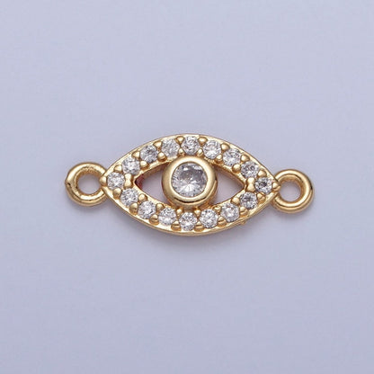 Mini Evil Eye Charms for Necklace Bracelet Earring Making Supplies 24K Gold Filled Micro Pave Eye Charm Connector G-932