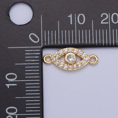 Mini Evil Eye Charms for Necklace Bracelet Earring Making Supplies 24K Gold Filled Micro Pave Eye Charm Connector G-932