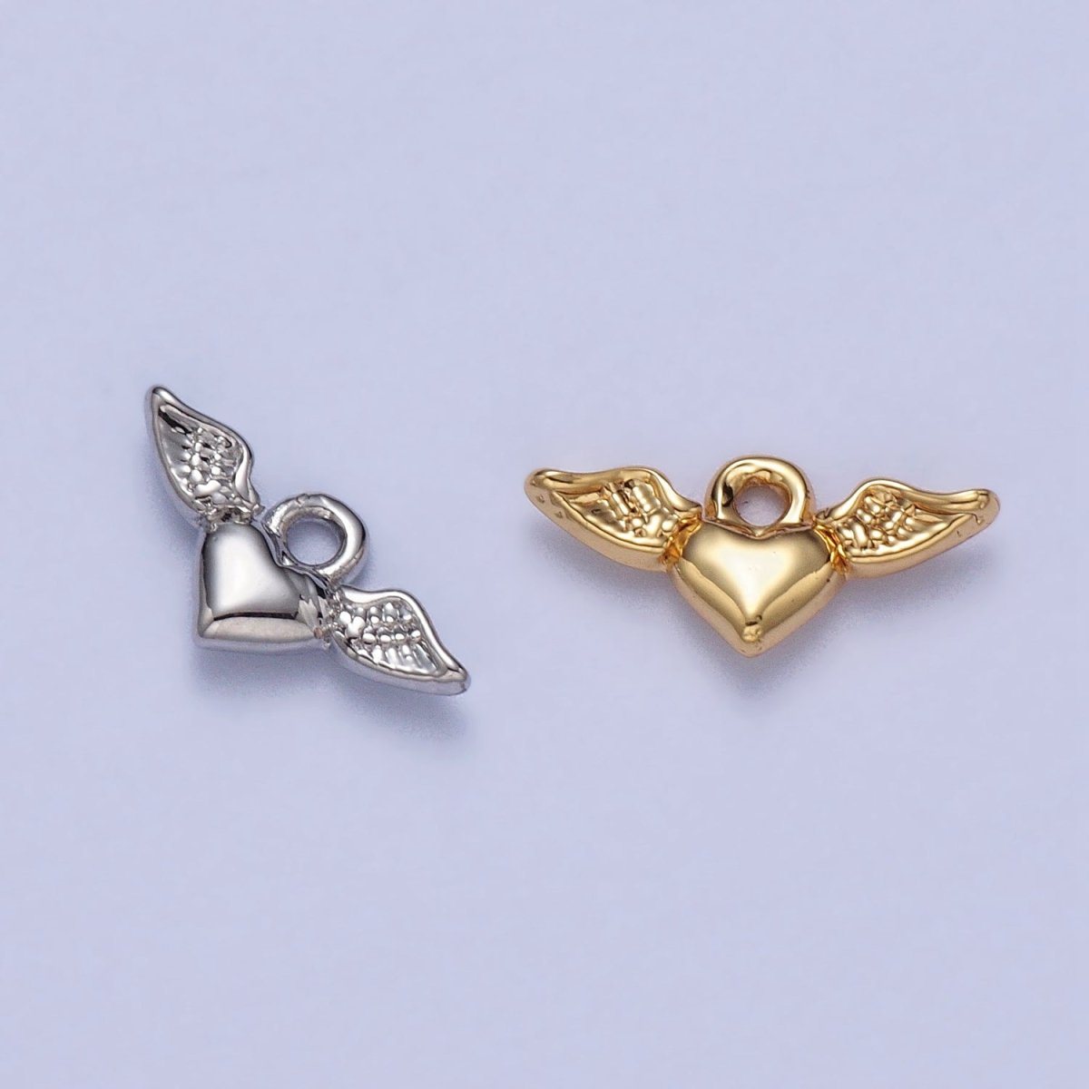Mini Flying Angel-Winged Heart Love Charm in Gold &amp; Silver | AC050