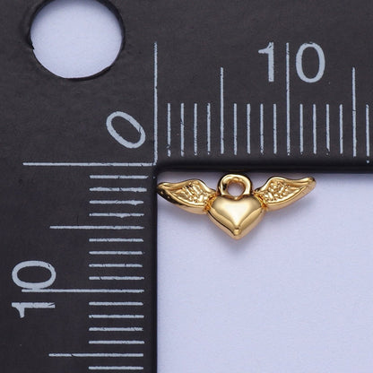 Mini Flying Angel-Winged Heart Love Charm in Gold &amp; Silver | AC050