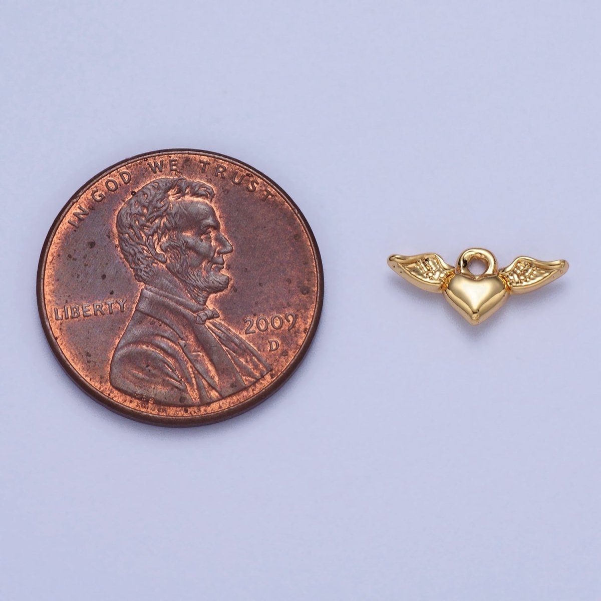 Mini Flying Angel-Winged Heart Love Charm in Gold &amp; Silver | AC050
