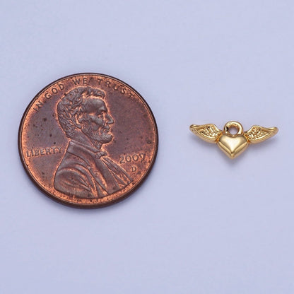 Mini Flying Angel-Winged Heart Love Charm in Gold &amp; Silver | AC050
