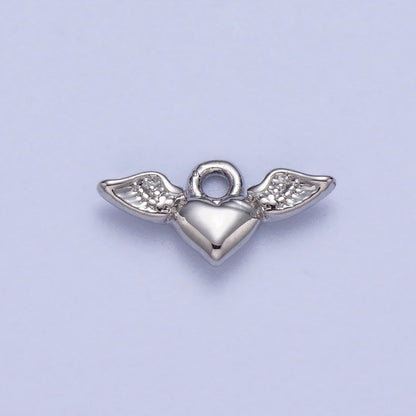 Mini Flying Angel-Winged Heart Love Charm in Gold &amp; Silver | AC050