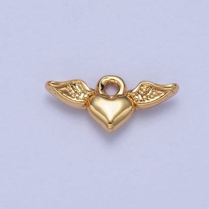 Mini Flying Angel-Winged Heart Love Charm in Gold &amp; Silver | AC050