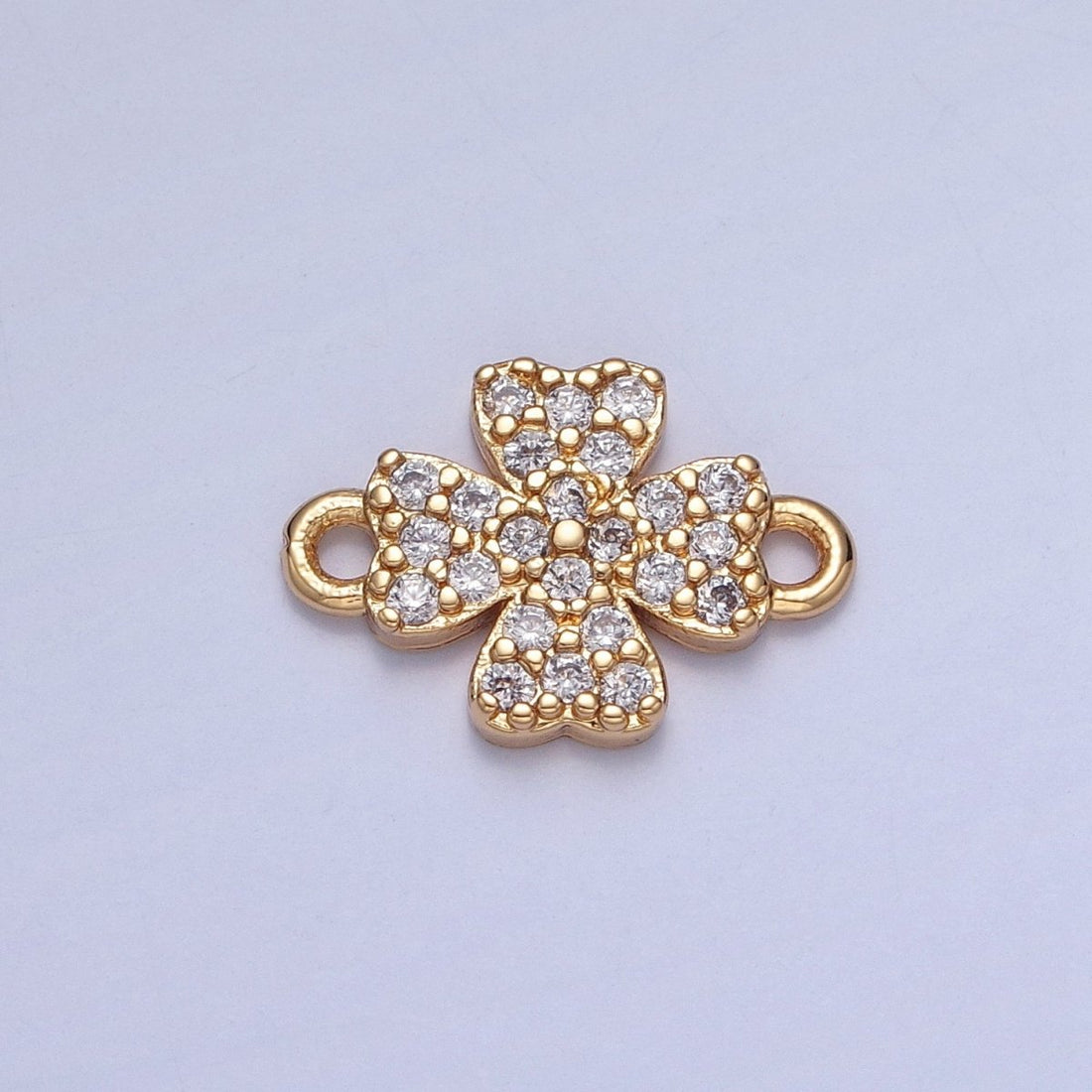 Mini Four Leaf Clover Charms for Necklace Earring Making Supplies 14K Gold Filled Micro Pave Lucky Charm Connector G-933