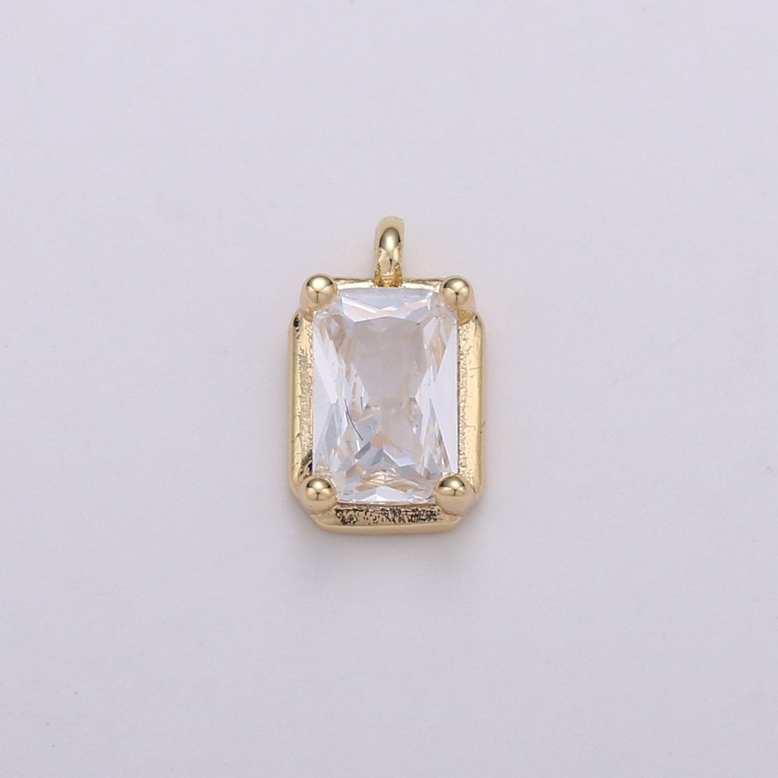 Mini Geometric Charm 18K Gold Filled Tiny Square CZ Charm Micro Pave Charm Pendant for bracelet earring necklace component E-575