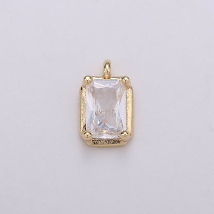 Mini Geometric Charm 18K Gold Filled Tiny Square CZ Charm Micro Pave Charm Pendant for bracelet earring necklace component E-575