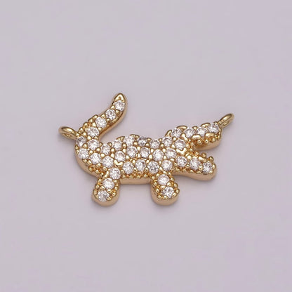 Mini Gold Alligator Charm Connector Tiny 18k Gold Filled Charm, Micro Pave Animal link connector for bracelet necklace Y-396
