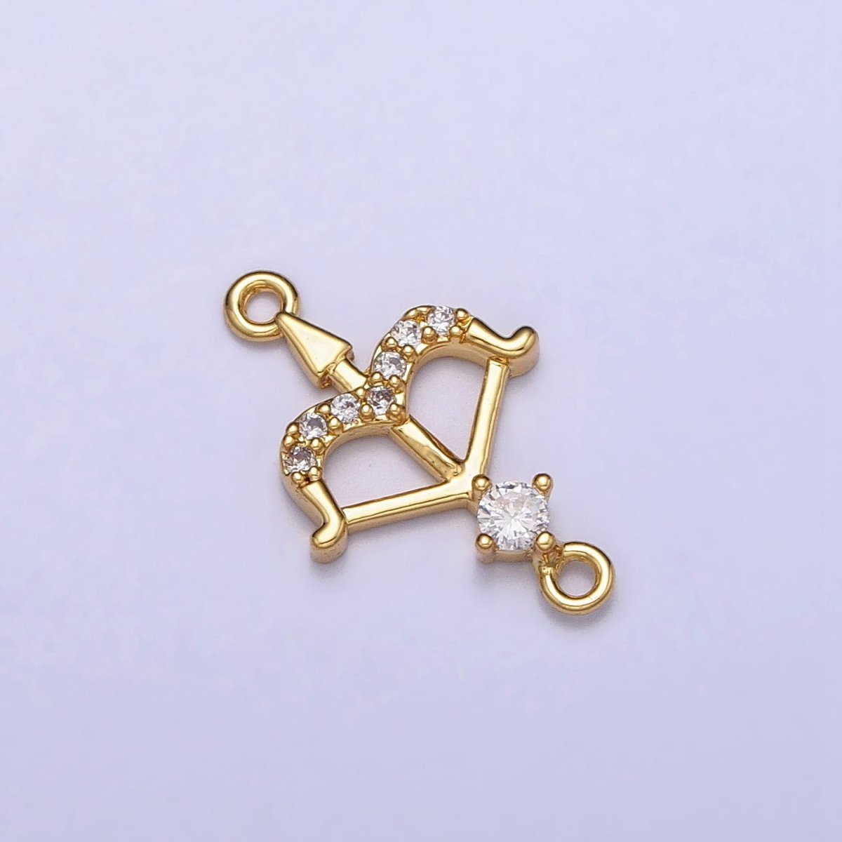 Mini Gold Arrow with Micro Pave cz Crystal Gold Charm Connector Sagittarius Charm | Y-864