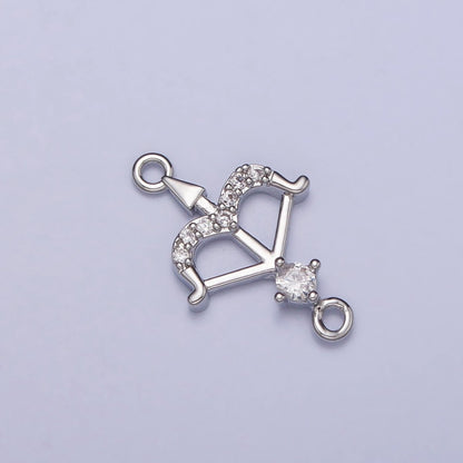 Mini Gold Arrow with Micro Pave cz Crystal Gold Charm Connector Sagittarius Charm | Y-864