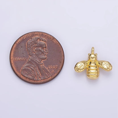 Mini Gold Bee Charm Silver Bumble Bee Charm Insect Jewelry Inspired N1087 N1088