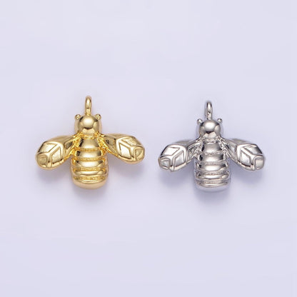 Mini Gold Bee Charm Silver Bumble Bee Charm Insect Jewelry Inspired N1087 N1088