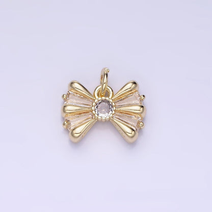 Mini Gold Bow Charm for Bracelet Necklace Earring Supply AG679