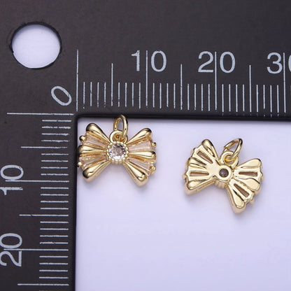 Mini Gold Bow Charm for Bracelet Necklace Earring Supply AG679