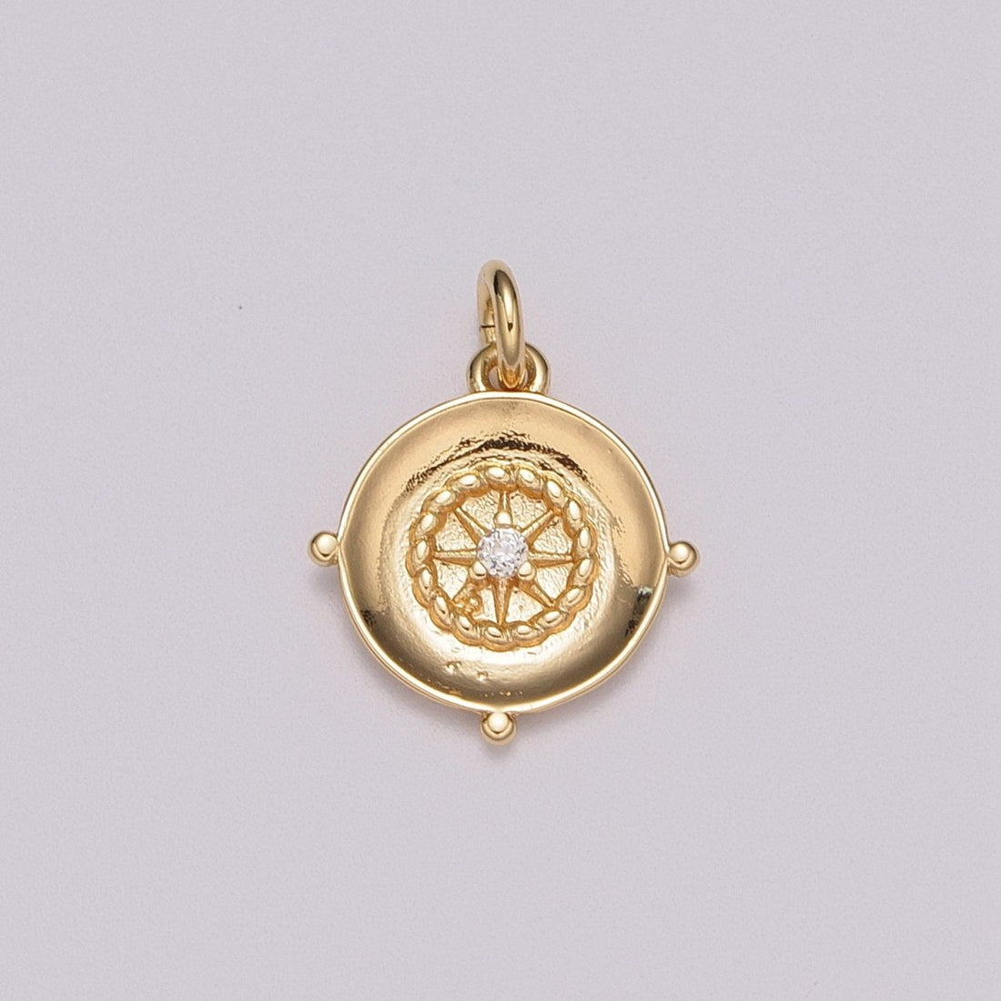Mini Gold Compass Charm Micro Pave North Star Charm Minimalist Jewelry Pendant for Necklace Bracelet Component M-787