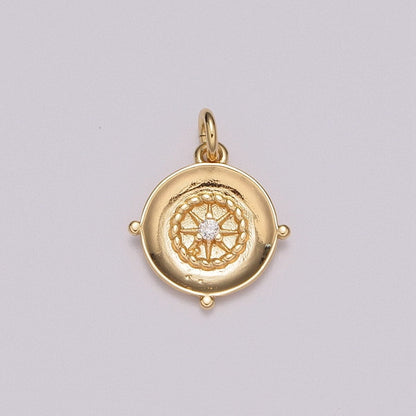 Mini Gold Compass Charm Micro Pave North Star Charm Minimalist Jewelry Pendant for Necklace Bracelet Component M-787
