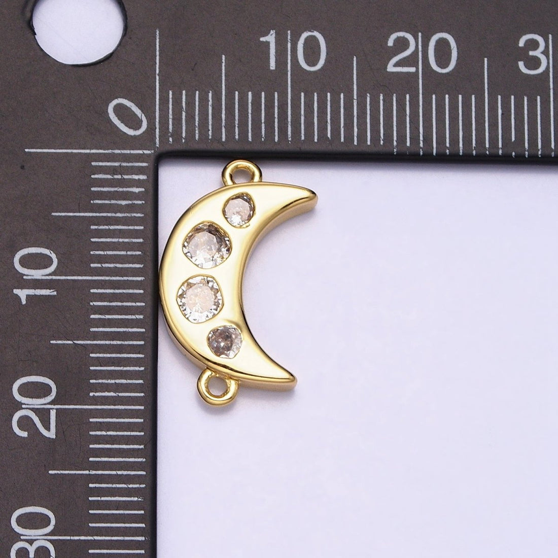 Mini Gold Crescent Moon Charm Connector for Celestial Jewelry Component Y-828