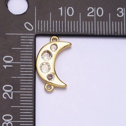 Mini Gold Crescent Moon Charm Connector for Celestial Jewelry Component Y-828