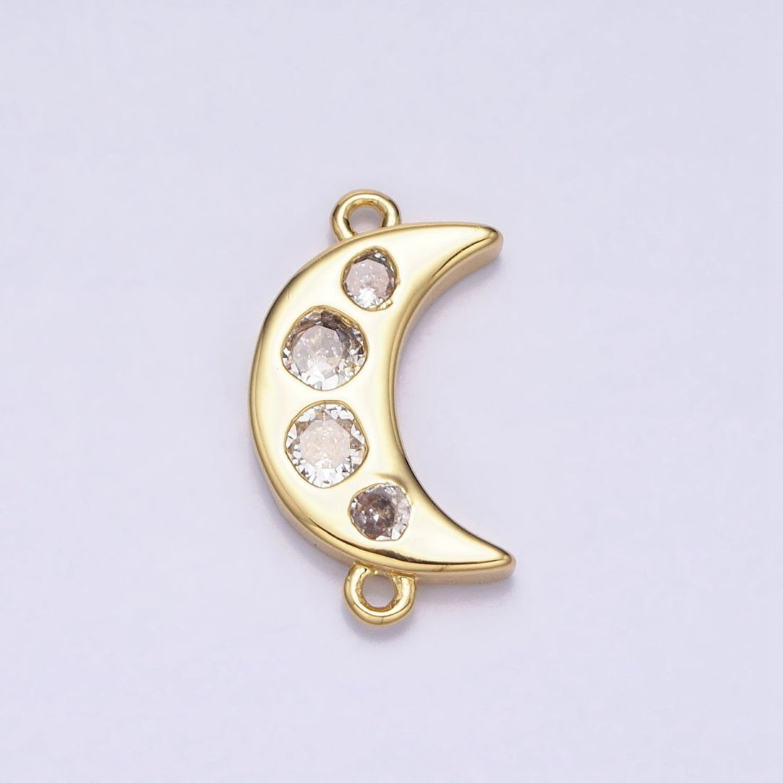 Mini Gold Crescent Moon Charm Connector for Celestial Jewelry Component Y-828