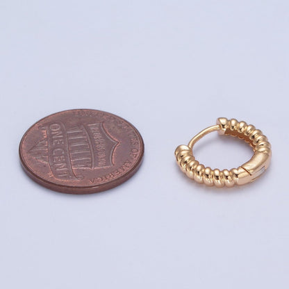 Mini Gold Croissant Twist Hoops Earrings P-398