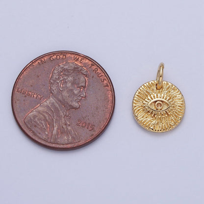 Mini Gold Evil Eye Charm Coin Disc Charm for Bracelet Necklace Earring Supply X-059
