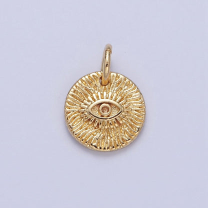 Mini Gold Evil Eye Charm Coin Disc Charm for Bracelet Necklace Earring Supply X-059