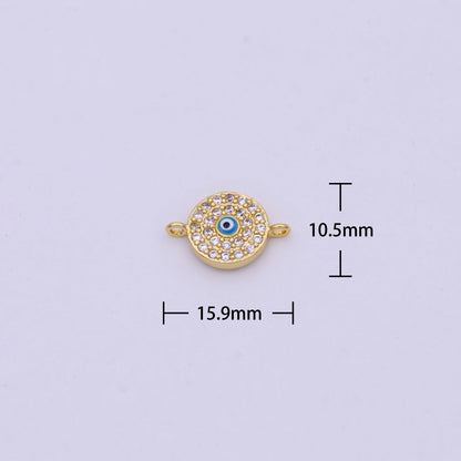 Mini Gold Evil Eye Connector for Bracelet, Necklace Earring Supply Y-426