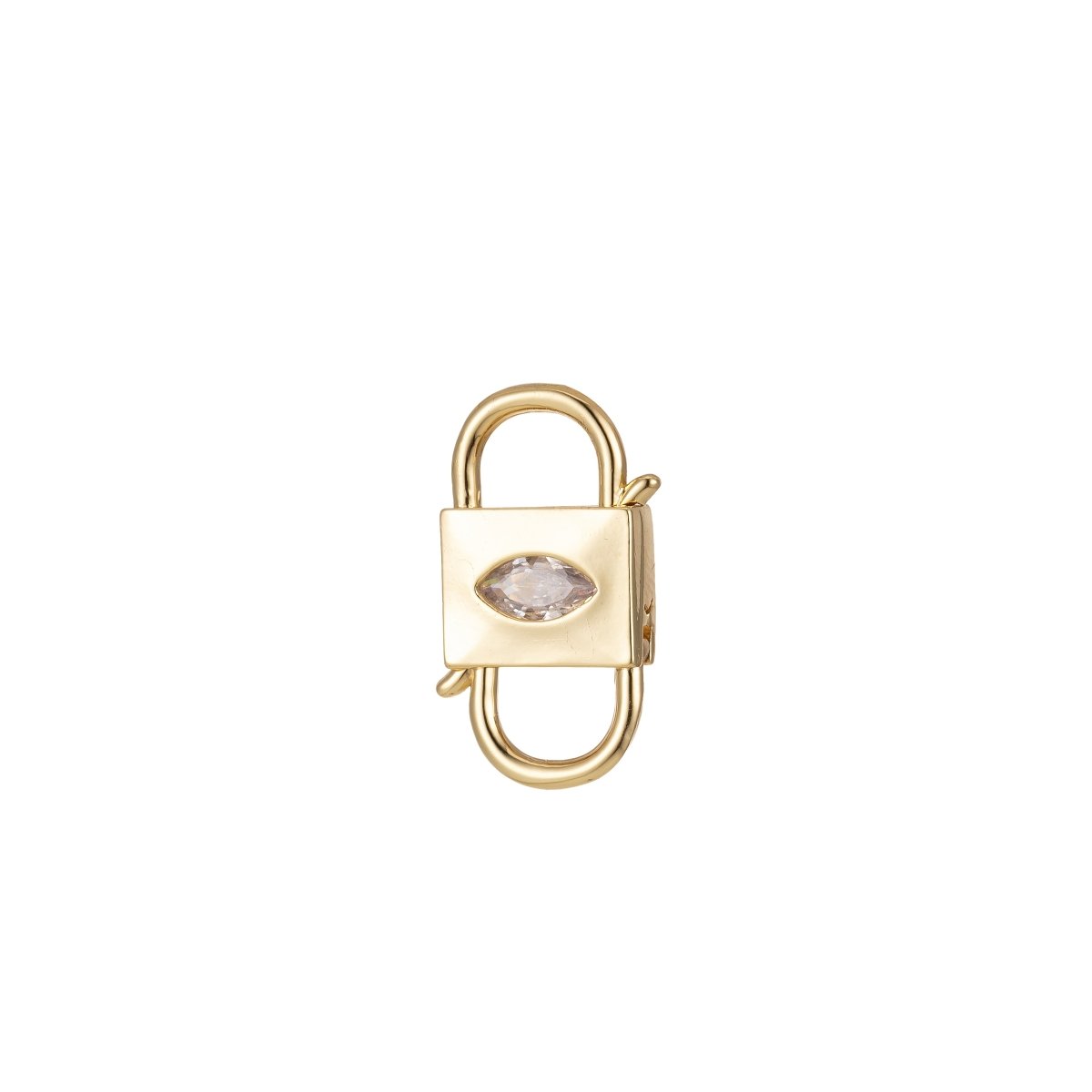 OS Mini Gold Eye Cubic Zirconia Clasp Lock, Interlock Cubic Clasp Fastener for Bracelet Necklace Clear Cz Supply L-349