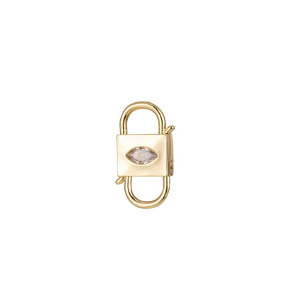 OS Mini Gold Eye Cubic Zirconia Clasp Lock, Interlock Cubic Clasp Fastener for Bracelet Necklace Clear Cz Supply L-349