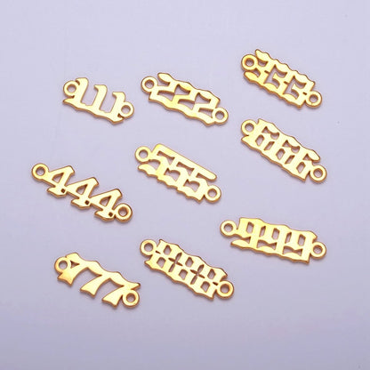 Mini Gold Filled Angel Number Charm Connector Lucky Number for Necklace Bracelet Component G-856~G-864