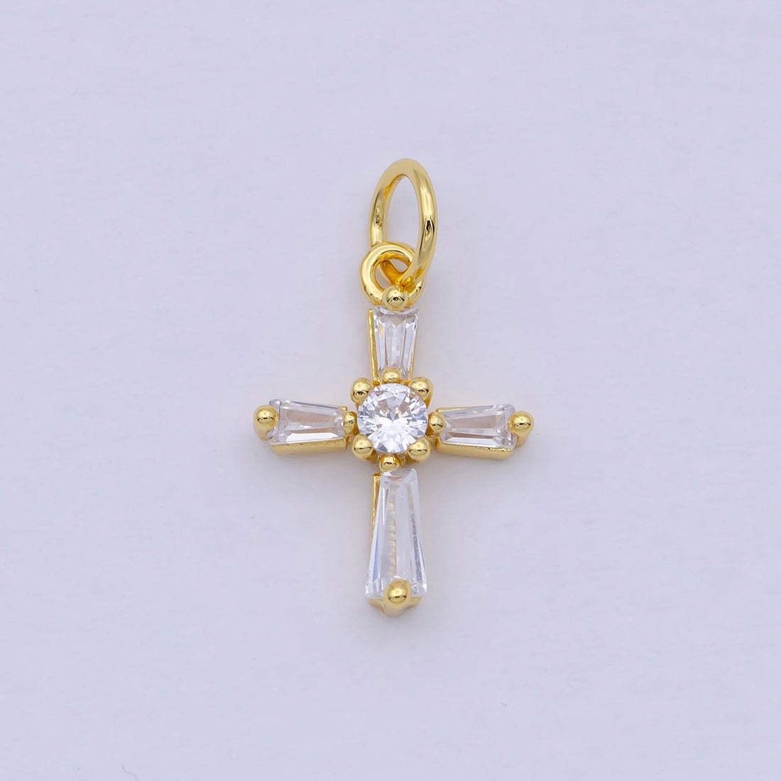 Mini Gold Filled Cross Charm Baguette CZ Cross charm for Bracelet Earring Necklace W-188