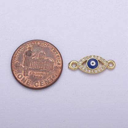Mini Gold Filled Evil Eye Charm Connector Double Bail Charm Link Connector for Bracelet Earring Necklace F-109