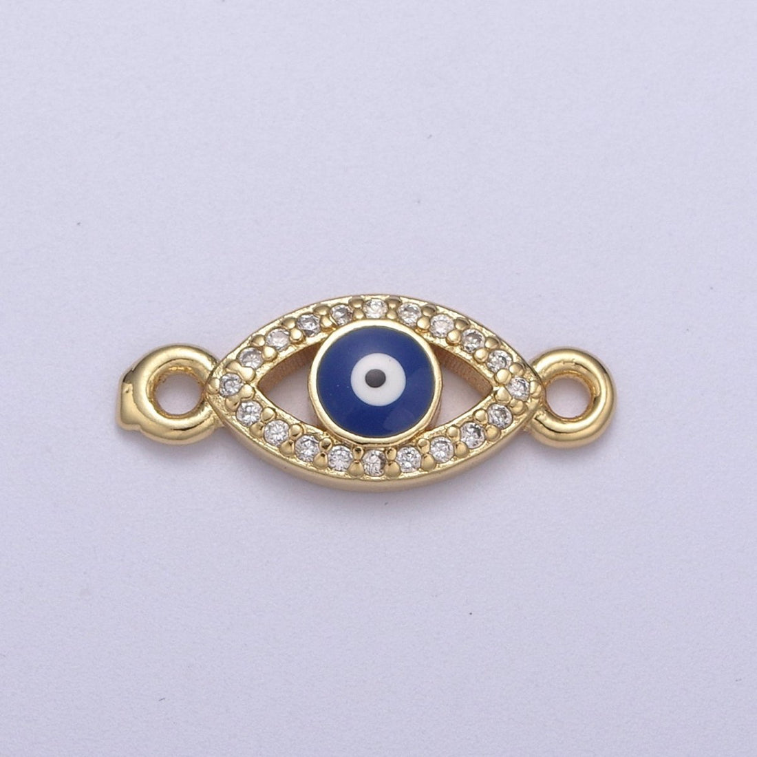 Mini Gold Filled Evil Eye Charm Connector Double Bail Charm Link Connector for Bracelet Earring Necklace F-109