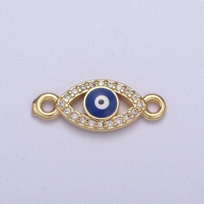 Mini Gold Filled Evil Eye Charm Connector Double Bail Charm Link Connector for Bracelet Earring Necklace F-109