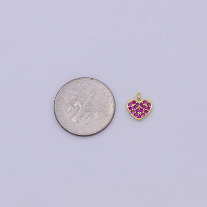 Mini Gold Filled Heart Charm Fuchsia Pink Love Charm W-168