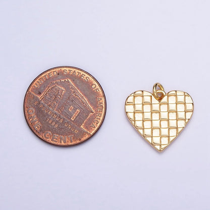 Mini Gold Filled Heart Pendant, Checker Heart Charm Love Pendant N-296 AC-399