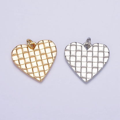 Mini Gold Filled Heart Pendant, Checker Heart Charm Love Pendant N-296 AC-399