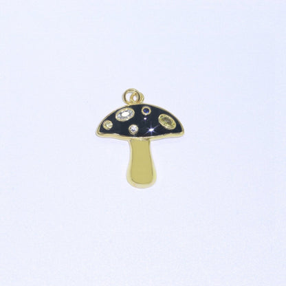 Mini Gold Filled Mushroom Charms, Enamel Magic Mushroom Pendant for Necklace Fantasy Celestial Jewelry for Statement Necklace M-410 - M-417