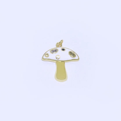 Mini Gold Filled Mushroom Charms, Enamel Magic Mushroom Pendant for Necklace Fantasy Celestial Jewelry for Statement Necklace M-410 - M-417