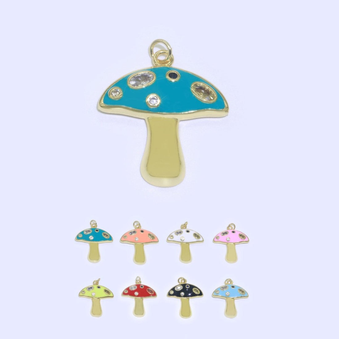 Mini Gold Filled Mushroom Charms, Enamel Magic Mushroom Pendant for Necklace Fantasy Celestial Jewelry for Statement Necklace M-410 - M-417