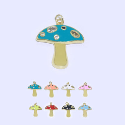 Mini Gold Filled Mushroom Charms, Enamel Magic Mushroom Pendant for Necklace Fantasy Celestial Jewelry for Statement Necklace M-410 - M-417