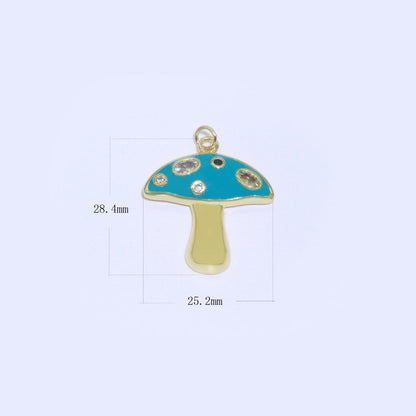 Mini Gold Filled Mushroom Charms, Enamel Magic Mushroom Pendant for Necklace Fantasy Celestial Jewelry for Statement Necklace M-410 - M-417