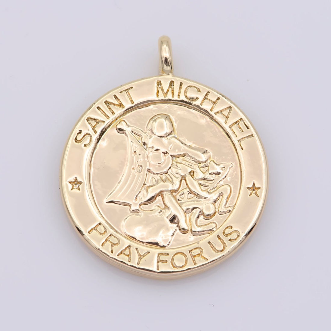 Mini Gold Filled Saint Michael Charm Pendant Pray For Us Jewelry Inspired M481