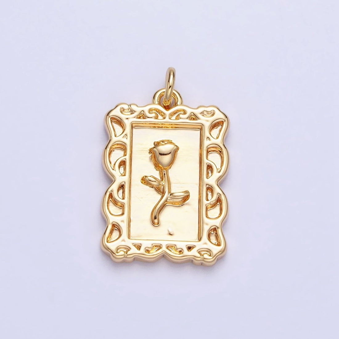 Mini Gold Frame Rose Charm Silver Belle Flower in the Picture frame AC751 AC752