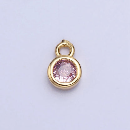 Mini Gold Full Brilliant Cut Cubic Zirconia Bezel Cut Charm Pendant for add on charm AC482 - AC489