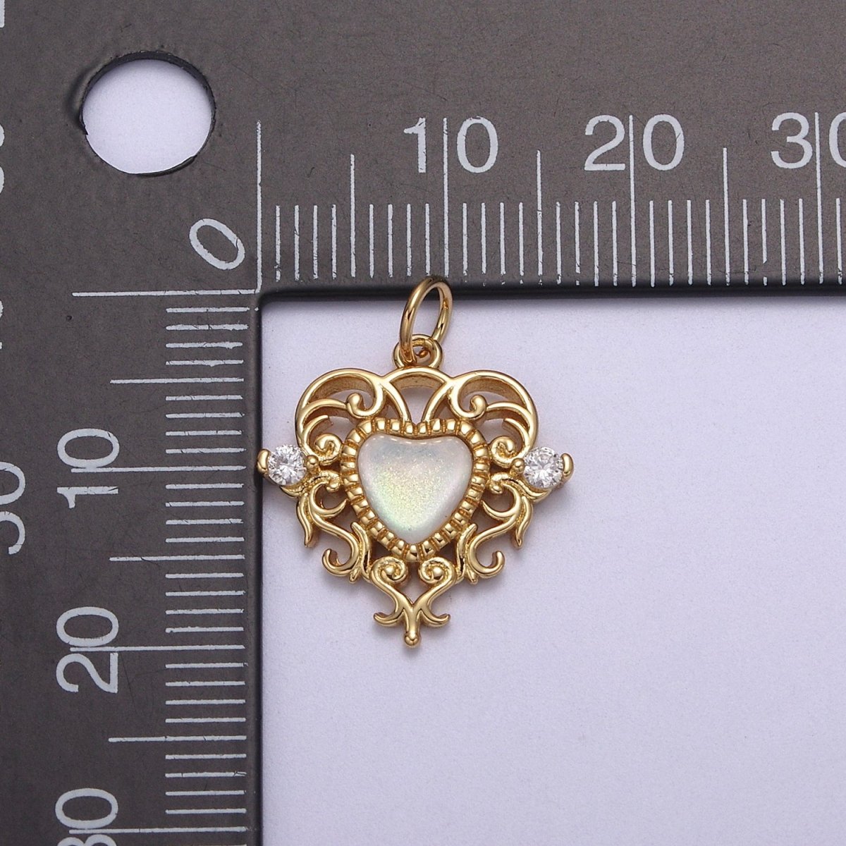 Mini Gold Heart Swirl Charm with CZ Stone N-866 N-867