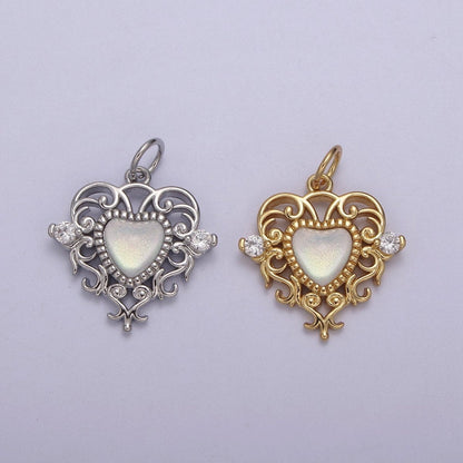 Mini Gold Heart Swirl Charm with CZ Stone N-866 N-867